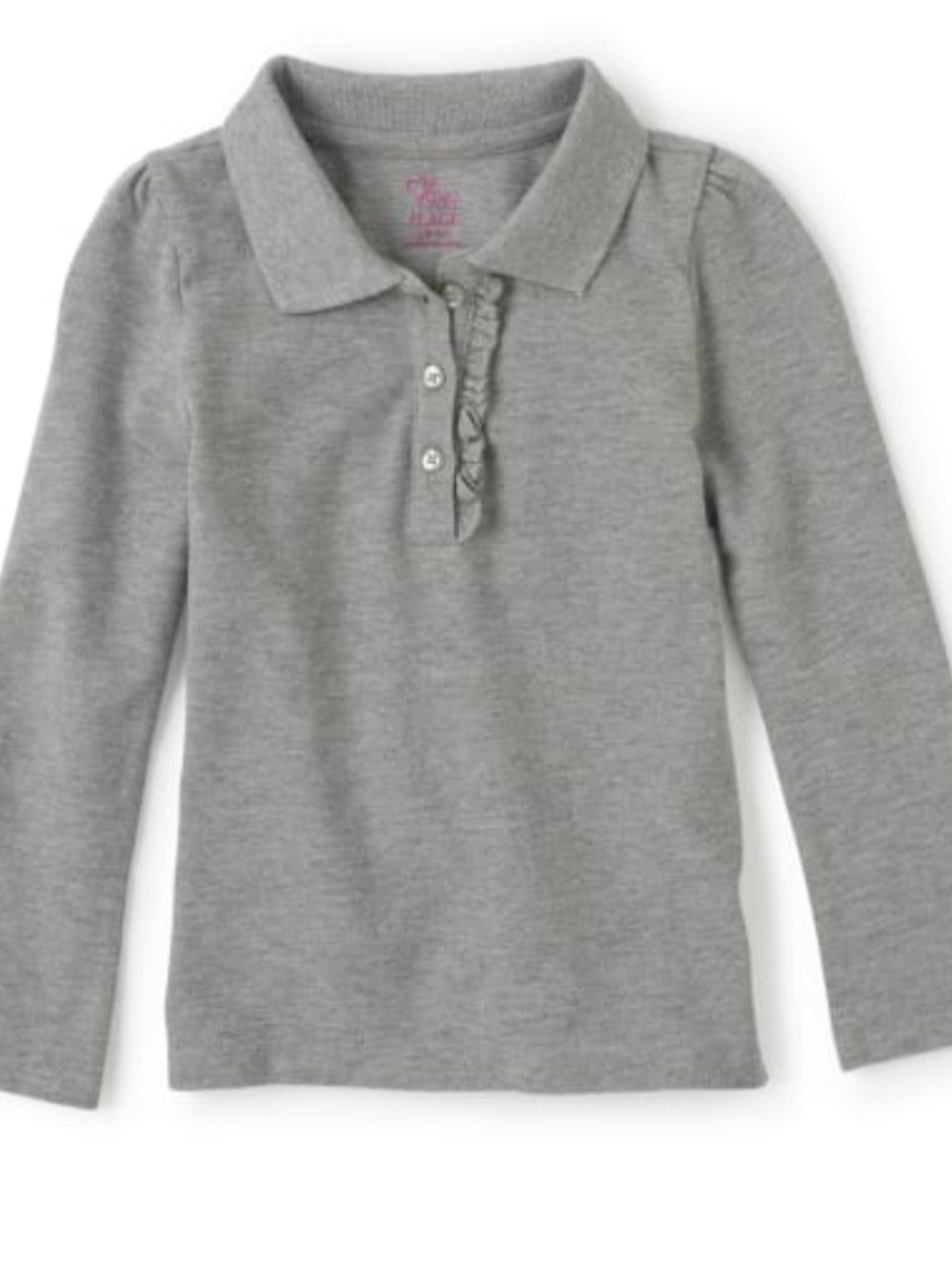 Gray Long Sleeve Polo Top